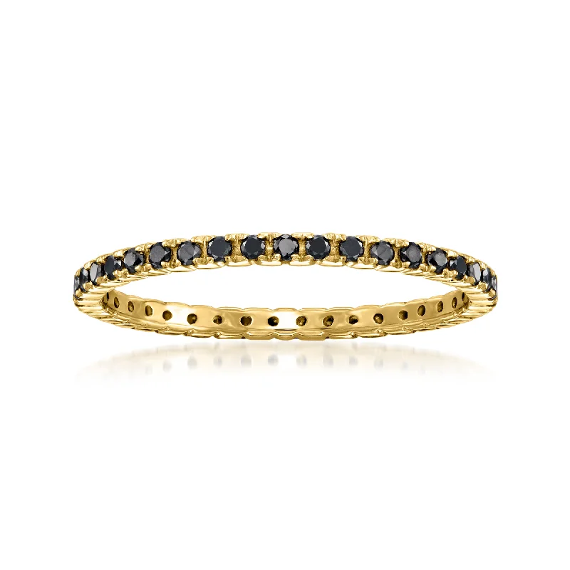 Rings with agate slices for earthy style -RS Pure by Ross-Simons Black Diamond Eternity Band in 14kt Yellow Gold