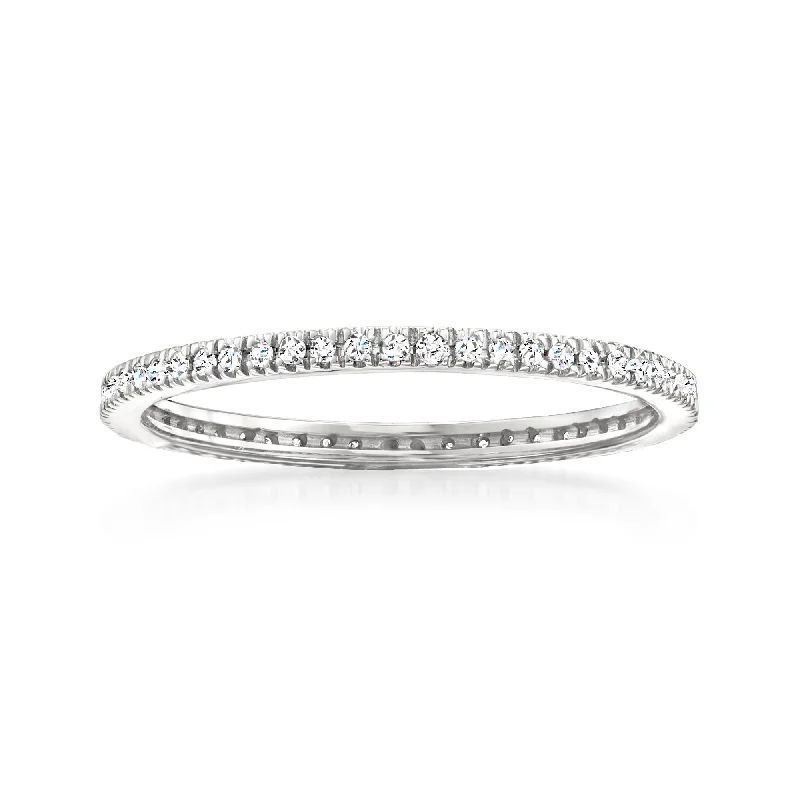 Rings with vintage-inspired rose-cut diamonds -RS Pure by Ross-Simons Diamond Eternity Band in Sterling Silver