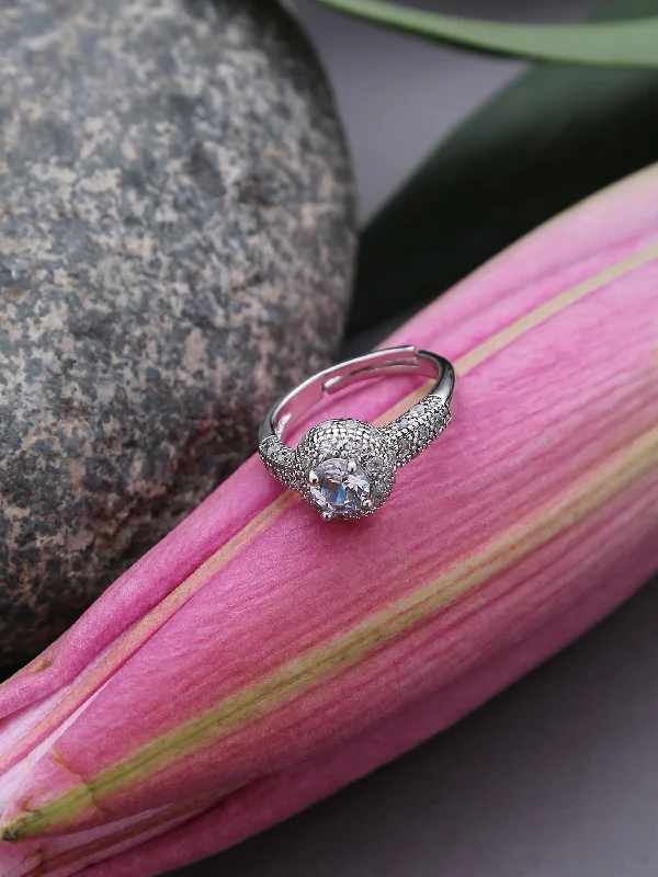 Rings with rose quartz for soft romance -Silver Oxidised Designer Ring