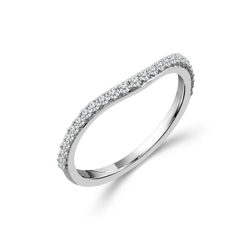 Gold rings with intricate celtic knot patterns -14K White Gold Pave Diamond Contour Band