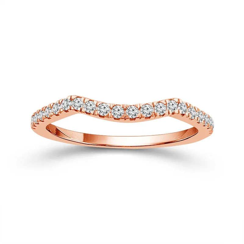 Rings with bezel-set peridot for safety -14K Rose Gold Pave Diamond Contour Band