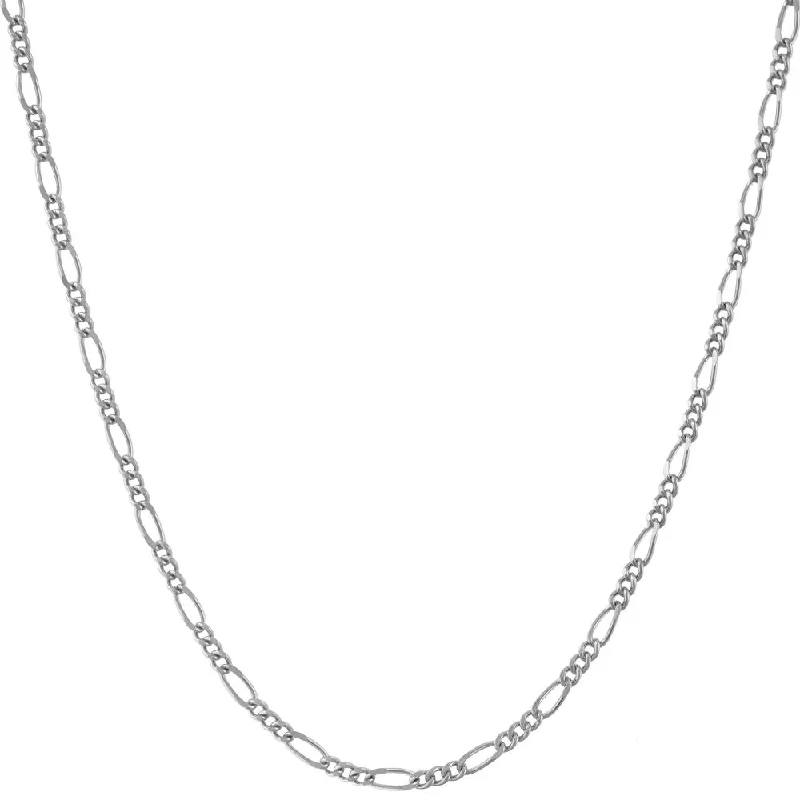 Beautiful necklaces and pendants with geometric shapes for a modern, artistic design-1.5mm Figaro Chain, Rhodium