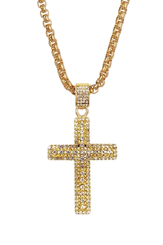 Personalized necklaces and pendants with initials for a customized and meaningful gift-18k Gold Embellished Cz Cross Necklace