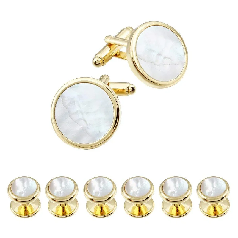 Best necklaces and pendants with black diamonds for an edgy, bold statement-18k Gold Mother of Pearl Cufflink Set