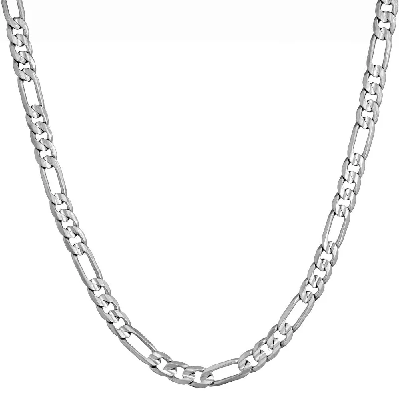 Necklaces and pendants with matching rings for a coordinated set of jewelry-4mm Figaro Necklace (White Gold Look)