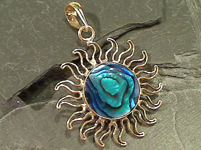 Simple necklaces and pendants with tiny charms for a delicate and casual vibe-Blue Abalone, Alchemia Lg. Sun Pendant