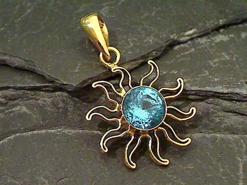 Best necklaces and pendants with heart-shaped designs for a romantic look-Blue Topaz, Alchemia Sun Pendant