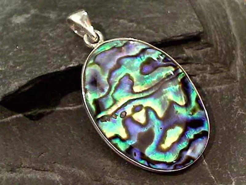 Necklaces and pendants with engraved messages for a deeply personal, sentimental gift-Abalone, .950 Fine Sterling Silver Pendant