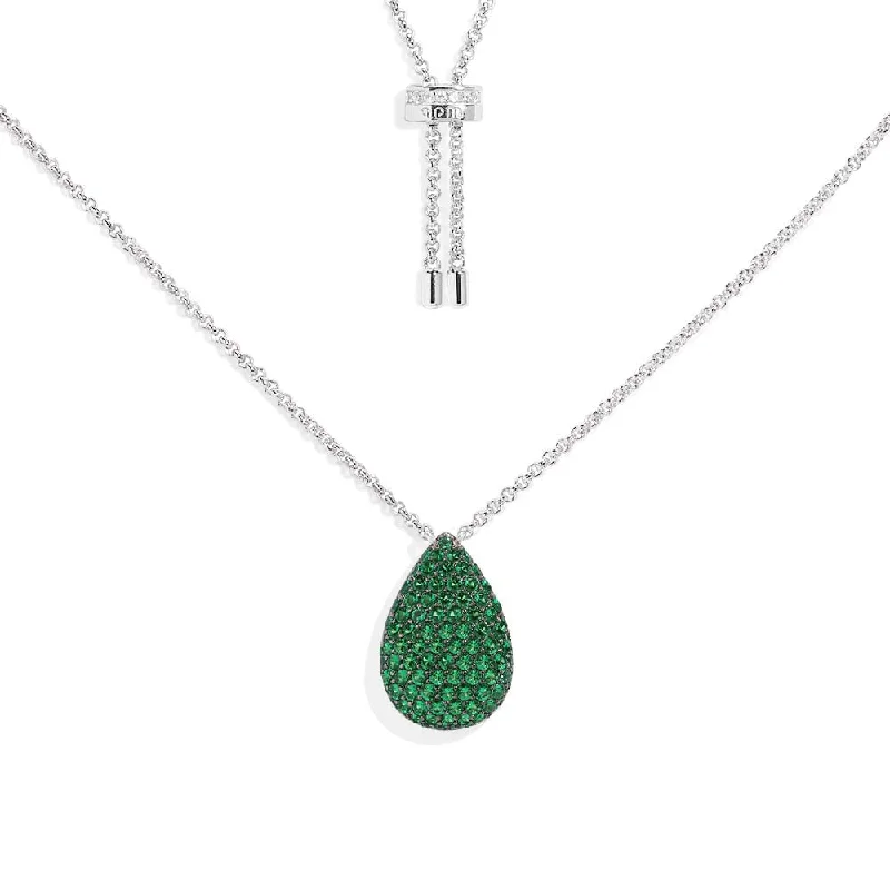 Best necklaces and pendants with heart-shaped lockets for a sentimental keepsake-Adjustable Necklace with Green Drop