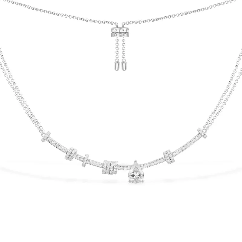 Beautiful necklaces and pendants with diamond-encrusted designs for maximum sparkle-Adjustable Necklace with Pear Stone