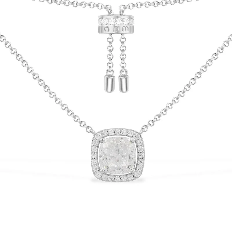 Stunning necklaces and pendants with ruby and diamond combinations for a luxurious effect-Adjustable Necklace with Square Stone