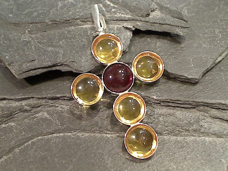 Necklaces and pendants with clear quartz for a pure and radiant look-Amber, Sterling Silver Cross Pendant