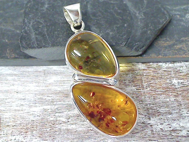 Best necklaces and pendants with opal gemstones for an iridescent glow-Amber, Sterling Silver Pendant