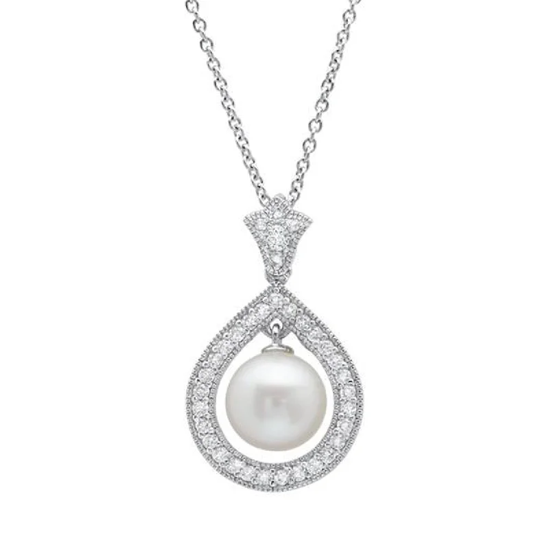 Elegant necklaces and pendants with infinity symbols for timeless designs-Andrew Prince by Crislu Crystal and Cultured Fresh Water Pearl Necklace