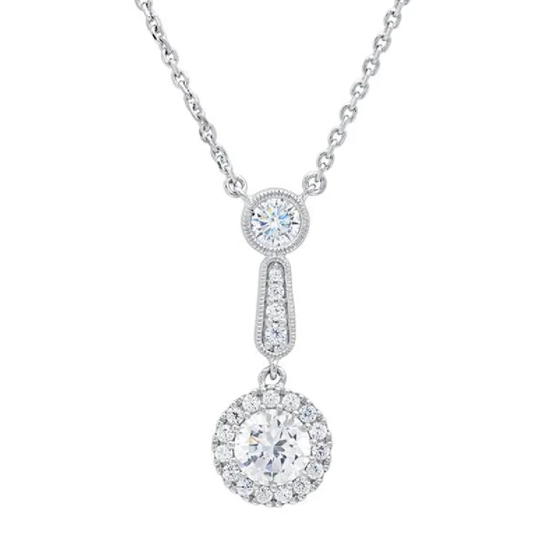 Best necklaces and pendants with cubic zirconia for a budget-friendly dazzling effect-Andrew Prince by Crislu Crystal Drop Halo Necklace