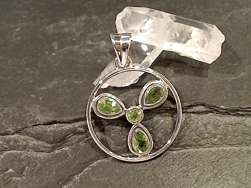 Unique necklaces and pendants with custom birthstone arrangements for personalization-Peridot, Sterling Silver Pendant