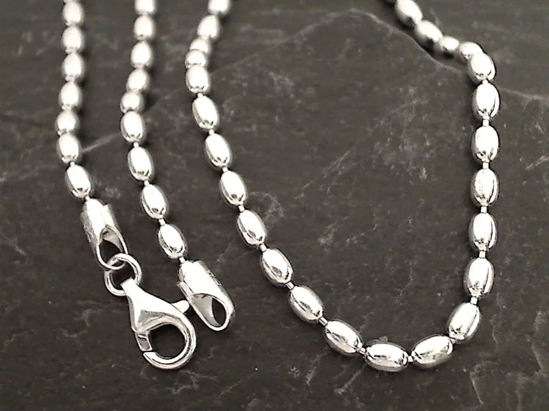 Best necklaces and pendants with black diamonds for an edgy, bold statement-16" 3mm Oval Bead Chain, Sterling Silver