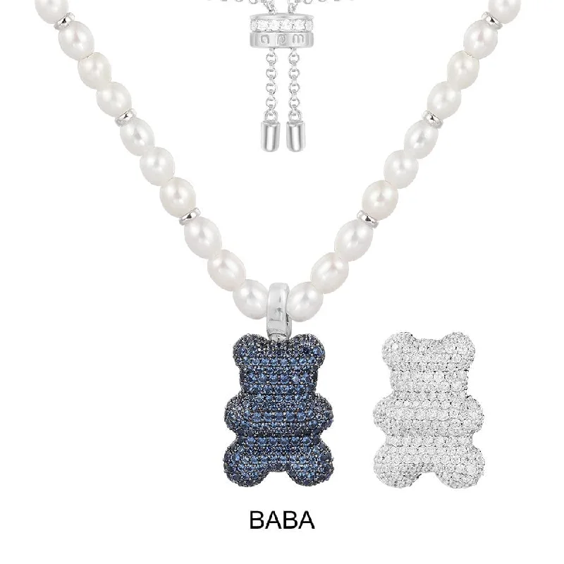 Elegant necklaces and pendants with infinity symbols for timeless designs-Baba Yummy Bear (Clippable) Adjustable Necklace with Pearls