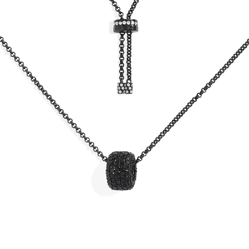 Necklaces and pendants with lock and key designs for a symbolic gesture-Black Adjustable Necklace with Pavé Ring