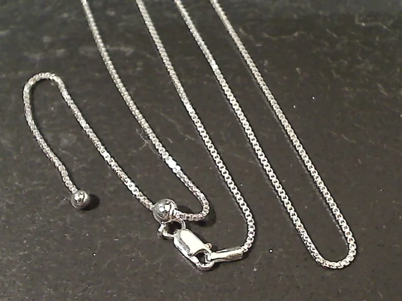 Necklaces and pendants with star-shaped designs for a whimsical, celestial touch-Up to 20" Adj Length 1mm Sterling Silver Box Chain