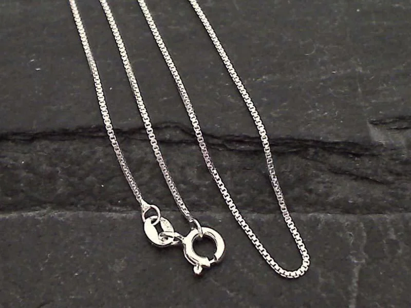 Necklaces and pendants with custom designs for a completely unique jewelry piece-16" Thin Gauge .9mm Box Chain - Sterling Silver