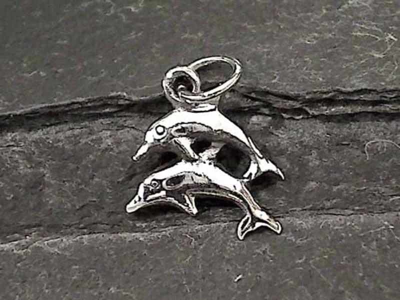 Best necklaces and pendants with matching earrings for a coordinated, elegant look-Sterling Silver Double Dolphin Charm