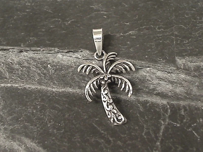 Stunning necklaces and pendants with birthstone pendants for a personal touch-Sterling Silver Palm Tree Pendant