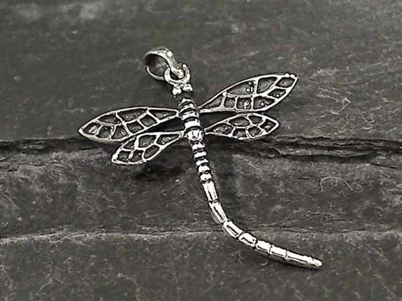 Stunning necklaces and pendants with aquamarine stones for a serene effect-Sterling Silver Dragonfly Pendant