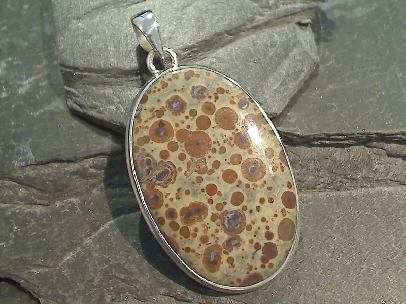 Necklaces and pendants with custom designs for a completely unique jewelry piece-Leopardskin Jasper, Sterling Silver Large Pendant