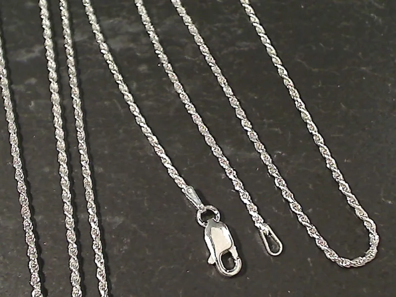 Best necklaces and pendants with art deco elements for a vintage, glamorous design-16" Thin Gauge 1.25mm Rope Chain, Sterling