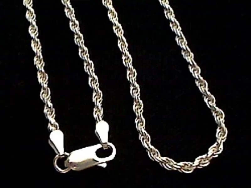 Personalized necklaces and pendants with name engravings for a custom touch-16" Thick Gauge 2.5mm Rope Chain, Sterling