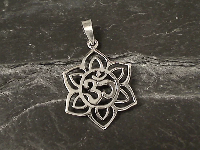 Best necklaces and pendants with personalized coordinates for a special keepsake-Sterling Silver Lotus Om Symbol Pendant