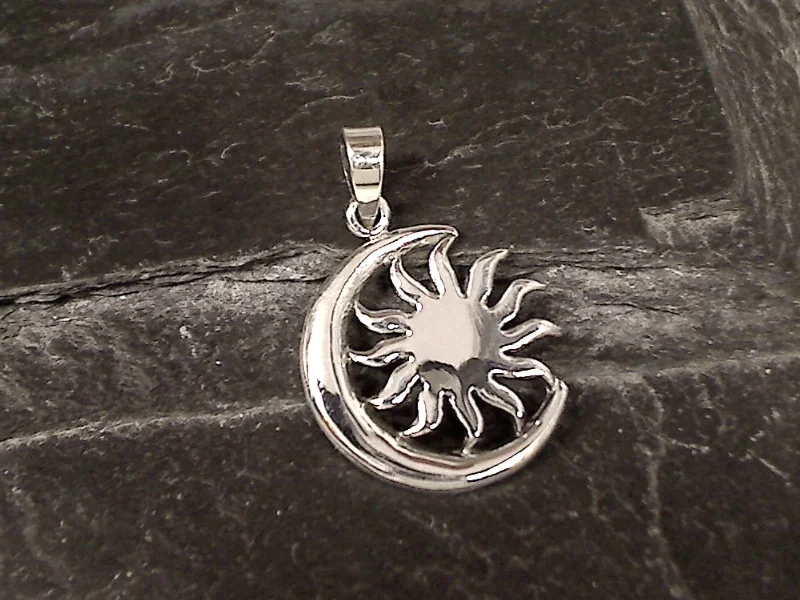 Beautiful necklaces and pendants with geometric shapes for a modern, artistic design-Sterling Silver Sun / Moon Pendant