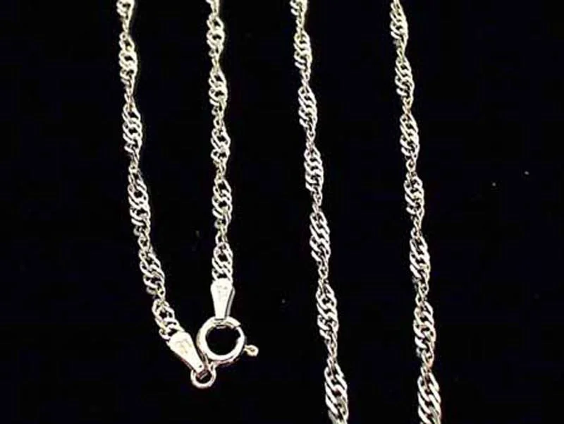 Beautiful necklaces and pendants with diamond-encrusted designs for maximum sparkle-16" 2.5mm Twisted Curb Chain, Sterling Silver