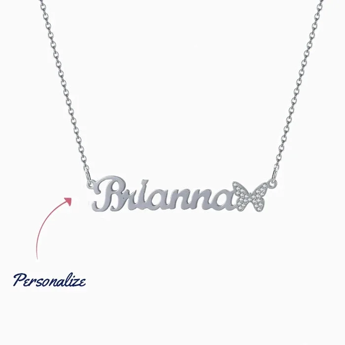 Beautiful necklaces and pendants with layered chains for a fashionable, chic look-Butterfly Name Necklace