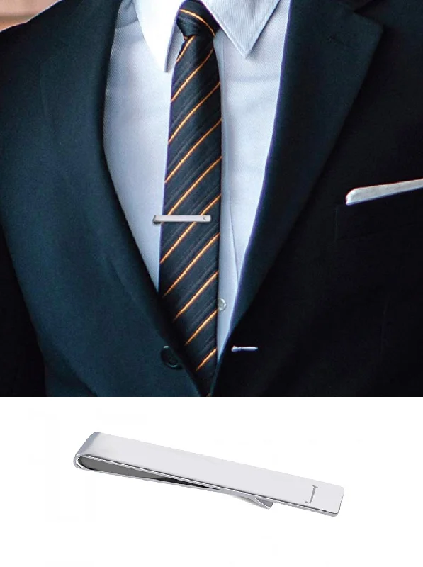 Simple necklaces and pendants with bar pendants for a sleek modern design-Copy of Silver Initial "J" Tie Bar