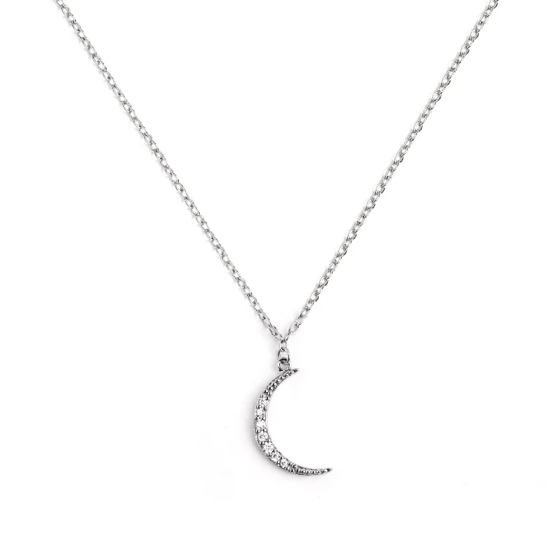 Best necklaces and pendants with zodiac signs for a celestial, astrology-inspired vibe-Crescent Moon Spark Silver Necklace