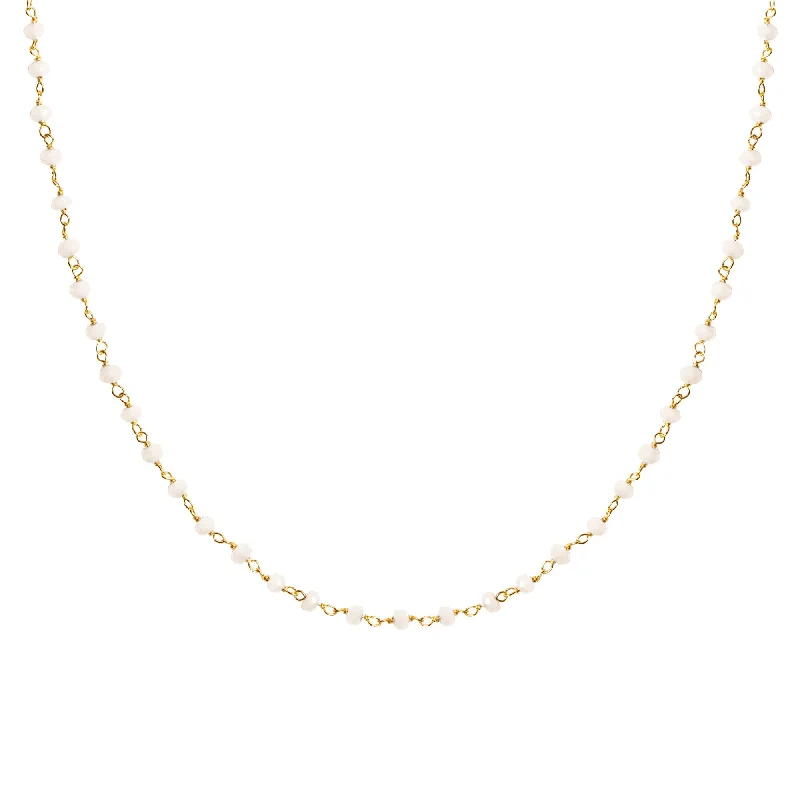 Simple necklaces and pendants with tiny charms for a delicate and casual vibe-Crystal Saline Gold Necklace