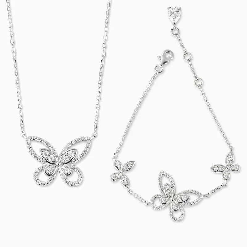 Necklaces and pendants with angel wing motifs for a spiritual, meaningful design-Dainty Butterfly Jewelry Set