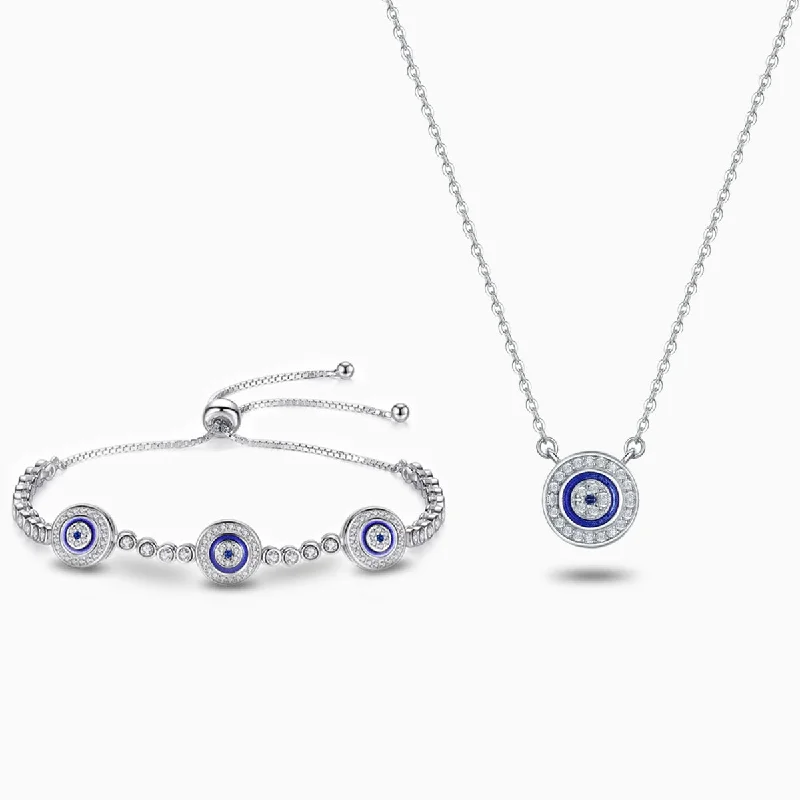 Best necklaces and pendants with butterfly wings for a delicate, graceful style-Dazzling Symbolic Evil Eye Jewelry Set