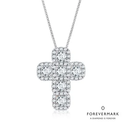 Best necklaces and pendants with vintage coin pendants for a unique accessory-De Beers Forevermark Diamond Cross Necklace in 18kt White Gold (1 1/4ct tw)