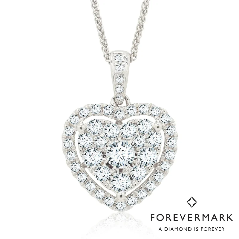 Unique necklaces and pendants with custom birthstone arrangements for personalization-Forevermark Diamond Heart Necklace in 18kt White Gold (3/4ct tw)