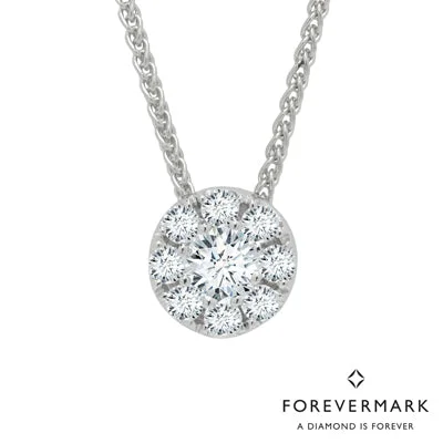 Beautiful necklaces and pendants with gemstone teardrops for an elegant effect-Eternal Collection Diamond Halo Necklace in 18kt White Gold (1/5ct tw)