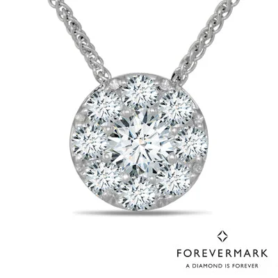 Necklaces and pendants with lock and key designs for a symbolic gesture-De Beers Forevermark Eternal Collection Diamond Halo Necklace in 18kt White Gold (3/8ct tw)