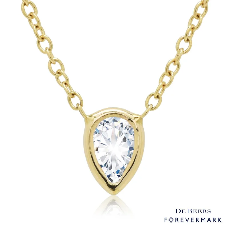 Elegant necklaces and pendants with onyx stones for a sleek, polished look-Forevermark Pear Shaped Diamond Necklace in 18kt Yellow Gold (1/5ct)