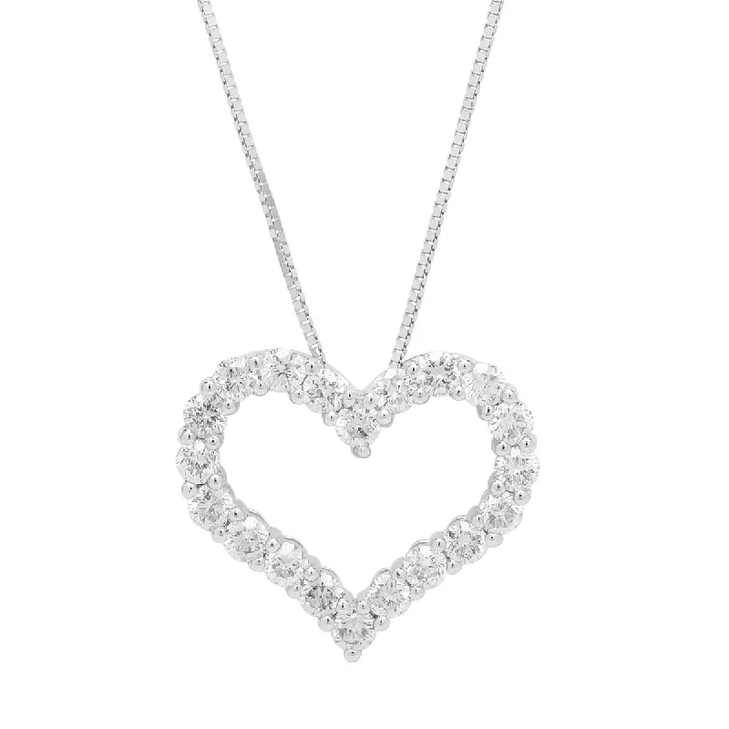 Best necklaces and pendants with matching earrings for a coordinated, elegant look-Diamond Heart Necklace in 14kt White Gold (1/2ct tw)