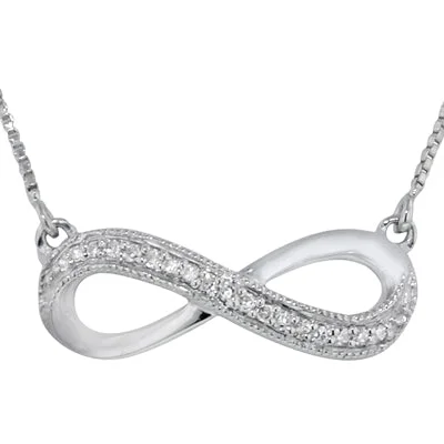 Best necklaces and pendants with gemstone clusters for a bold and colorful effect-Diamond Infinity Necklace in Sterling Silver (1/20ct tw)