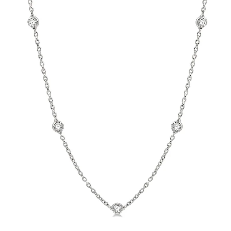 Necklaces and pendants with ocean-inspired designs for a refreshing, beachy feel-Diamonds By The Yard Necklace in 14kt White Gold (1ct tw)