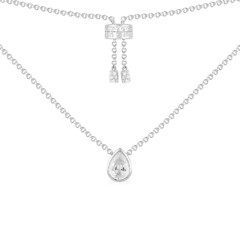 Necklaces and pendants with lock and key designs for a symbolic gesture-Drop Adjustable Necklace - silver