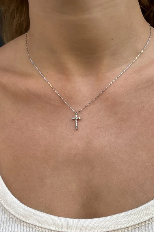 Necklaces and pendants with angel wing motifs for a spiritual, meaningful design-Rhinestone Cross Necklace